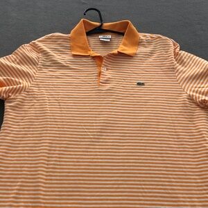 Lacoste Unisex Polo Shirt Orange & White Stripes Men’s Large Pls Read